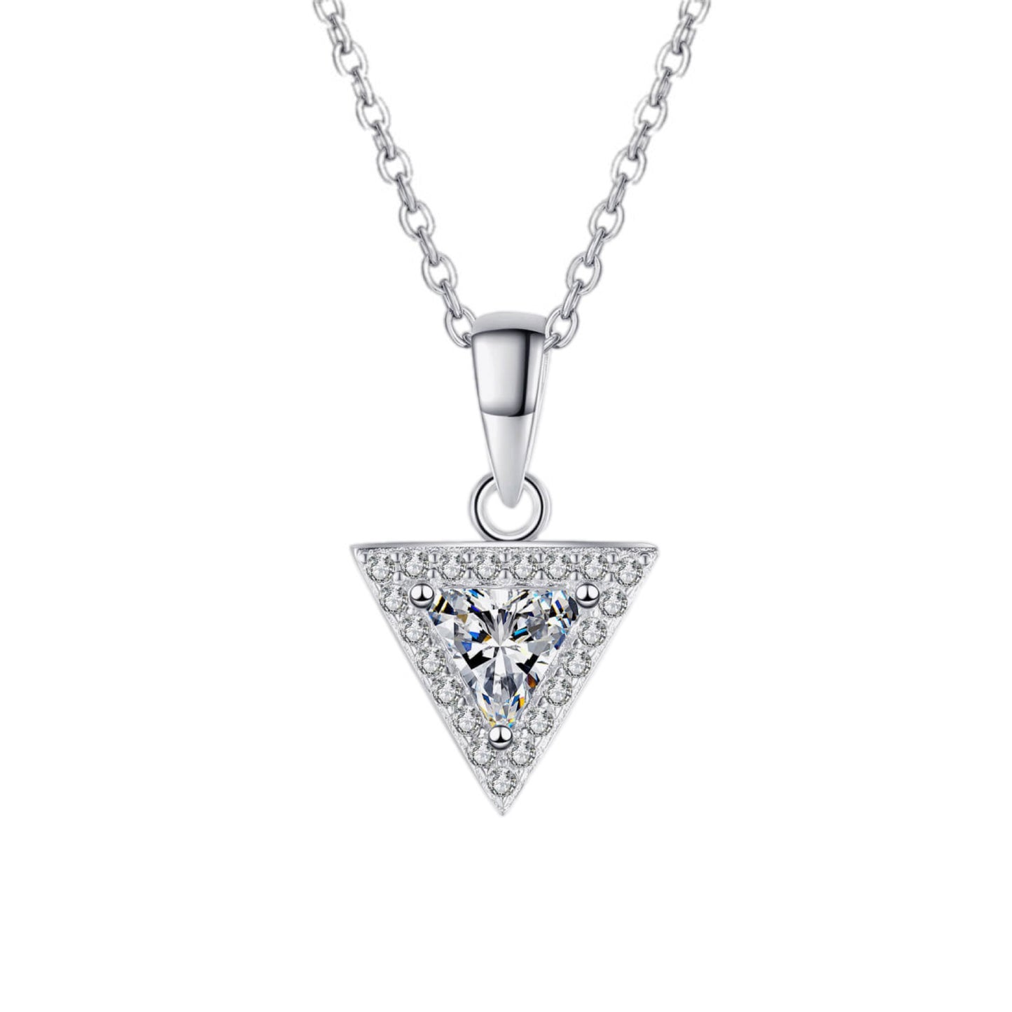 Geometric Brilliance Moissanite Triangle Pendant