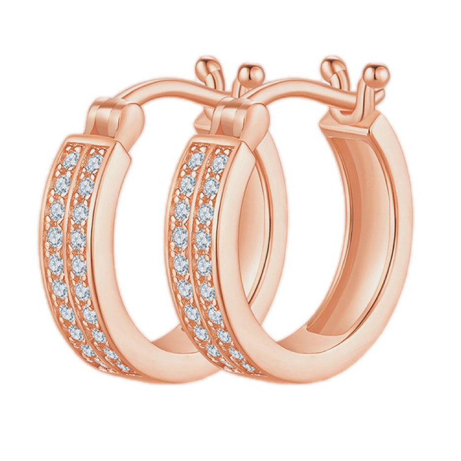 Moissanite Encrusted Sterling Silver Huggie Hoop Earrings