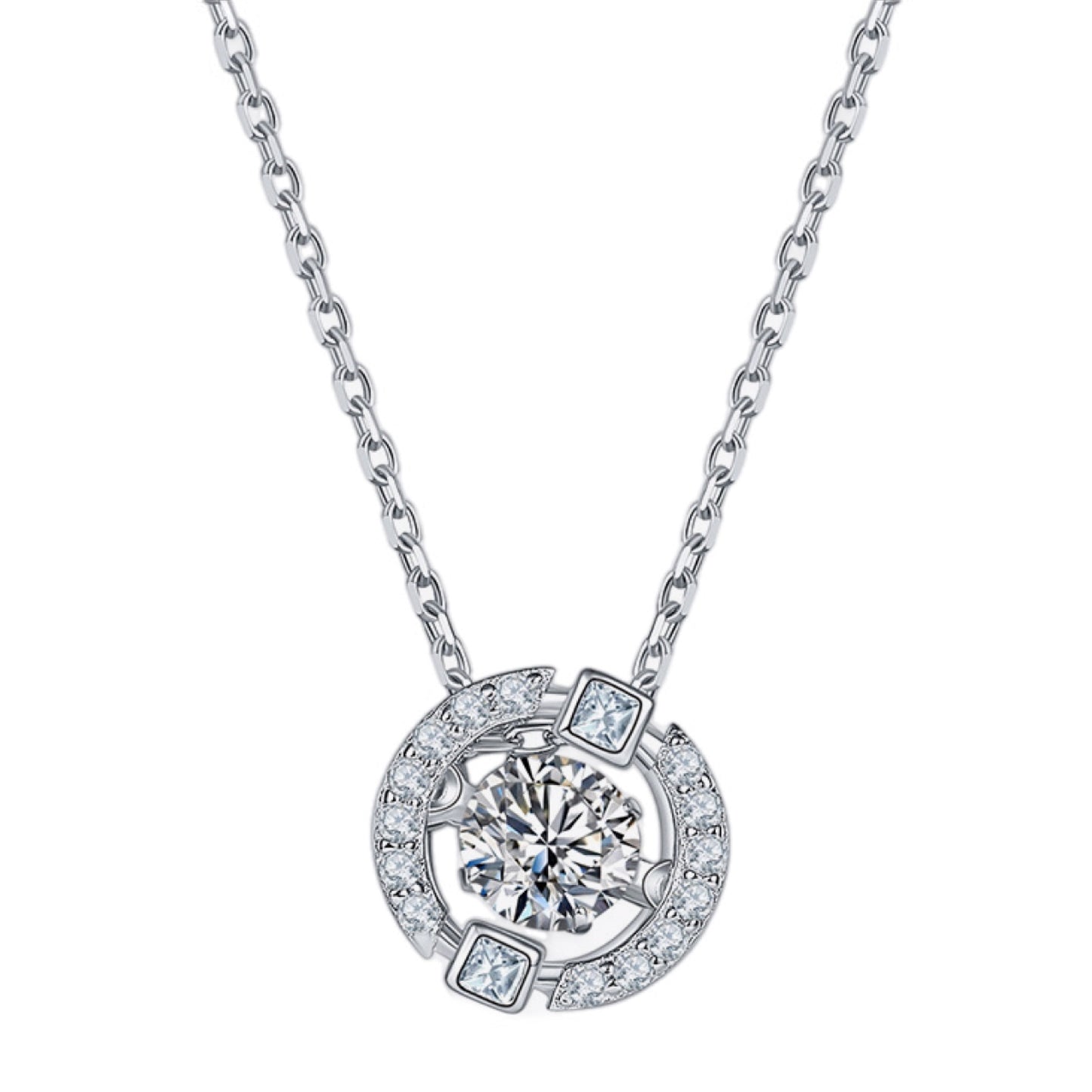 Moissanite Pendant Chain-Link Necklace