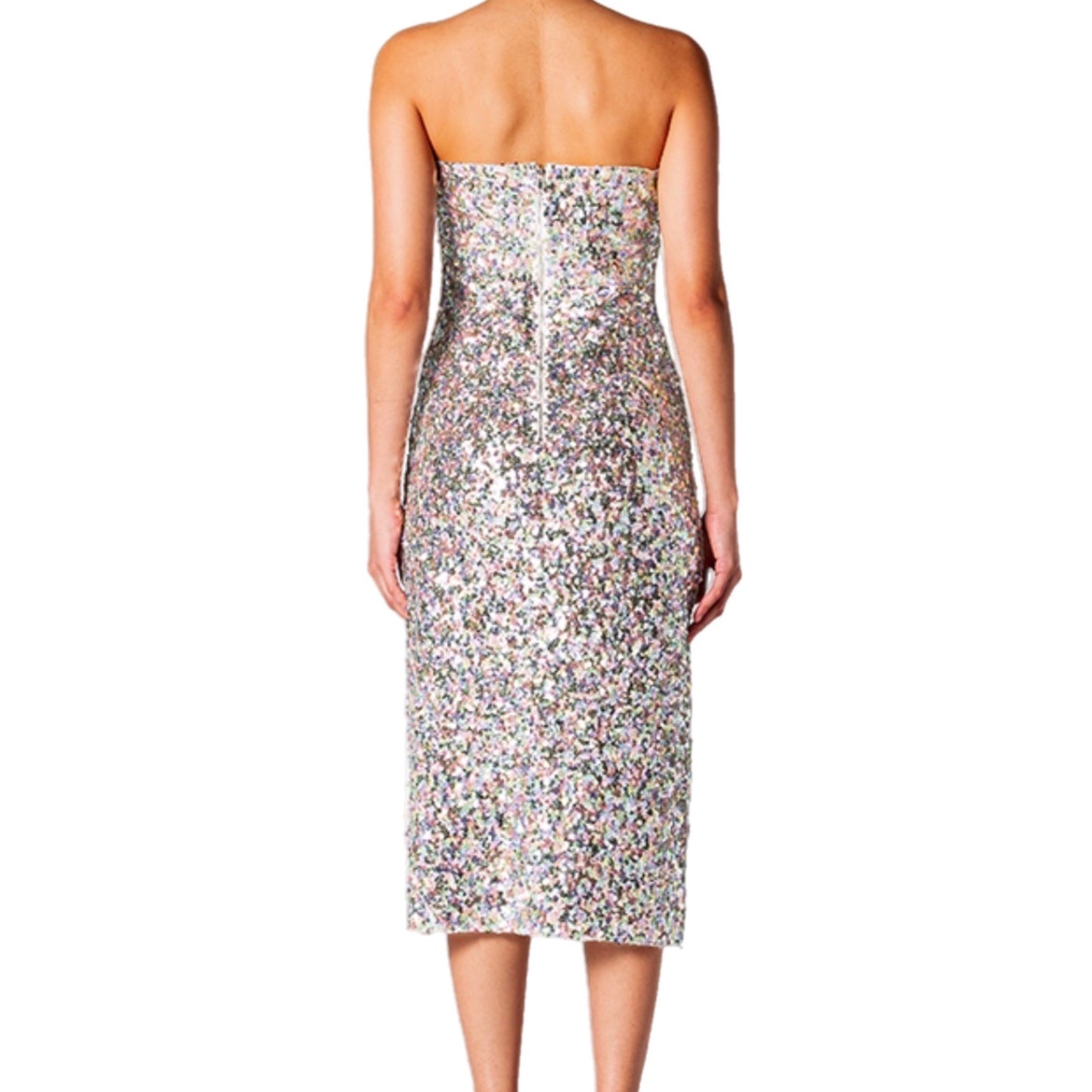 Sequin Straight Neck Midi Dress