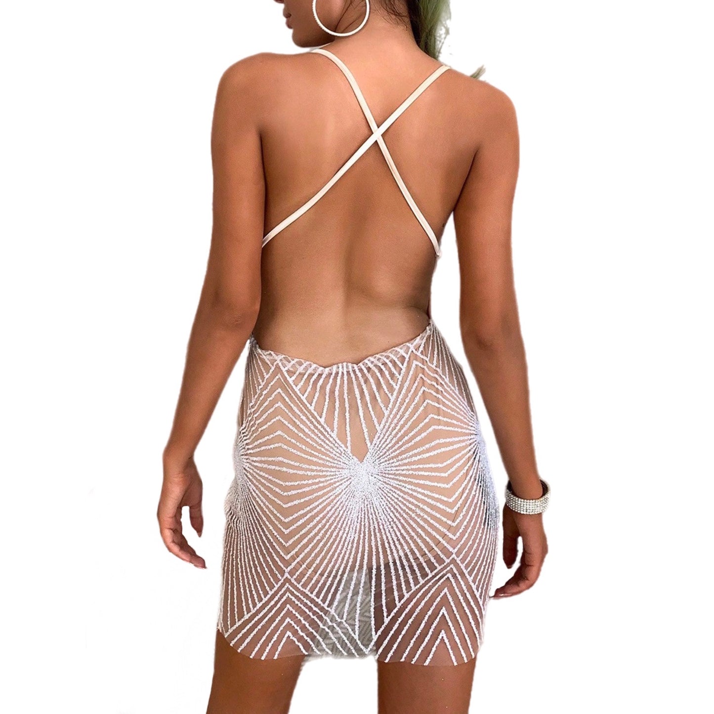 Crisscross Backless Mini Dress