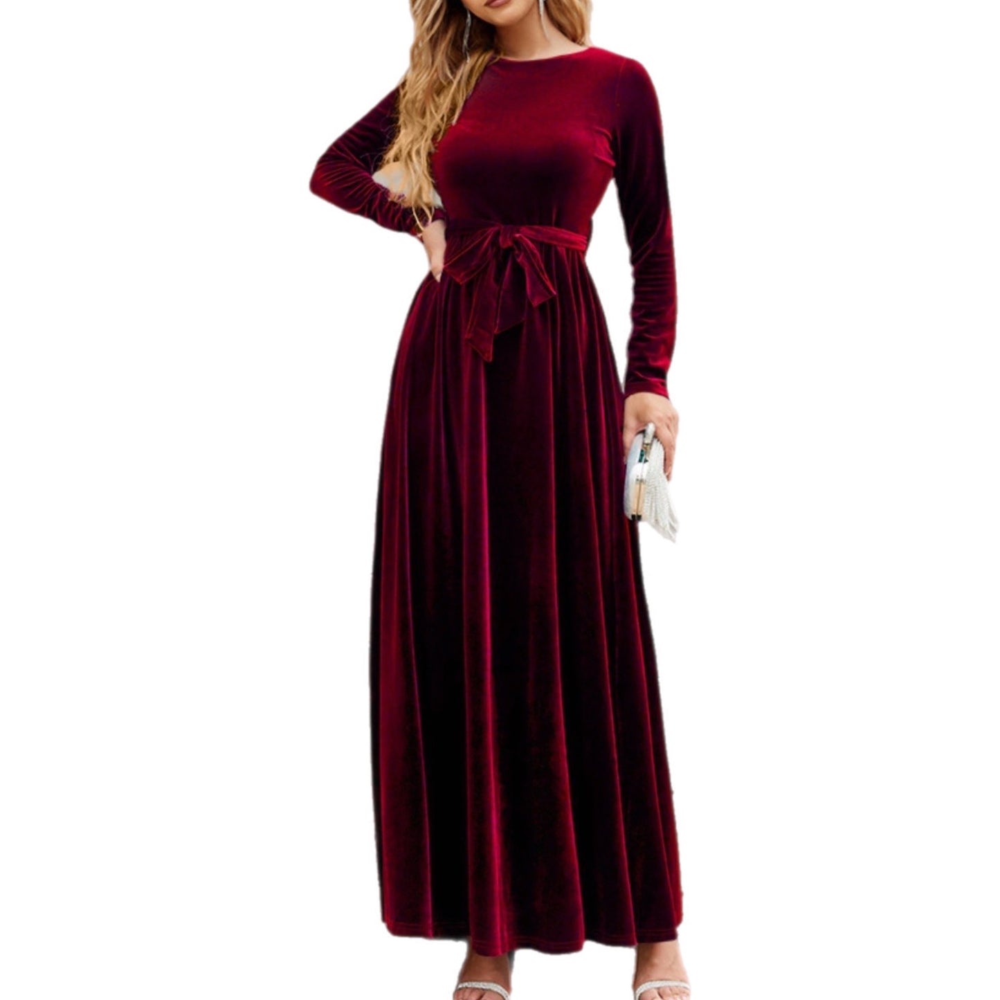 Tie Front Long Sleeve Maxi Dress