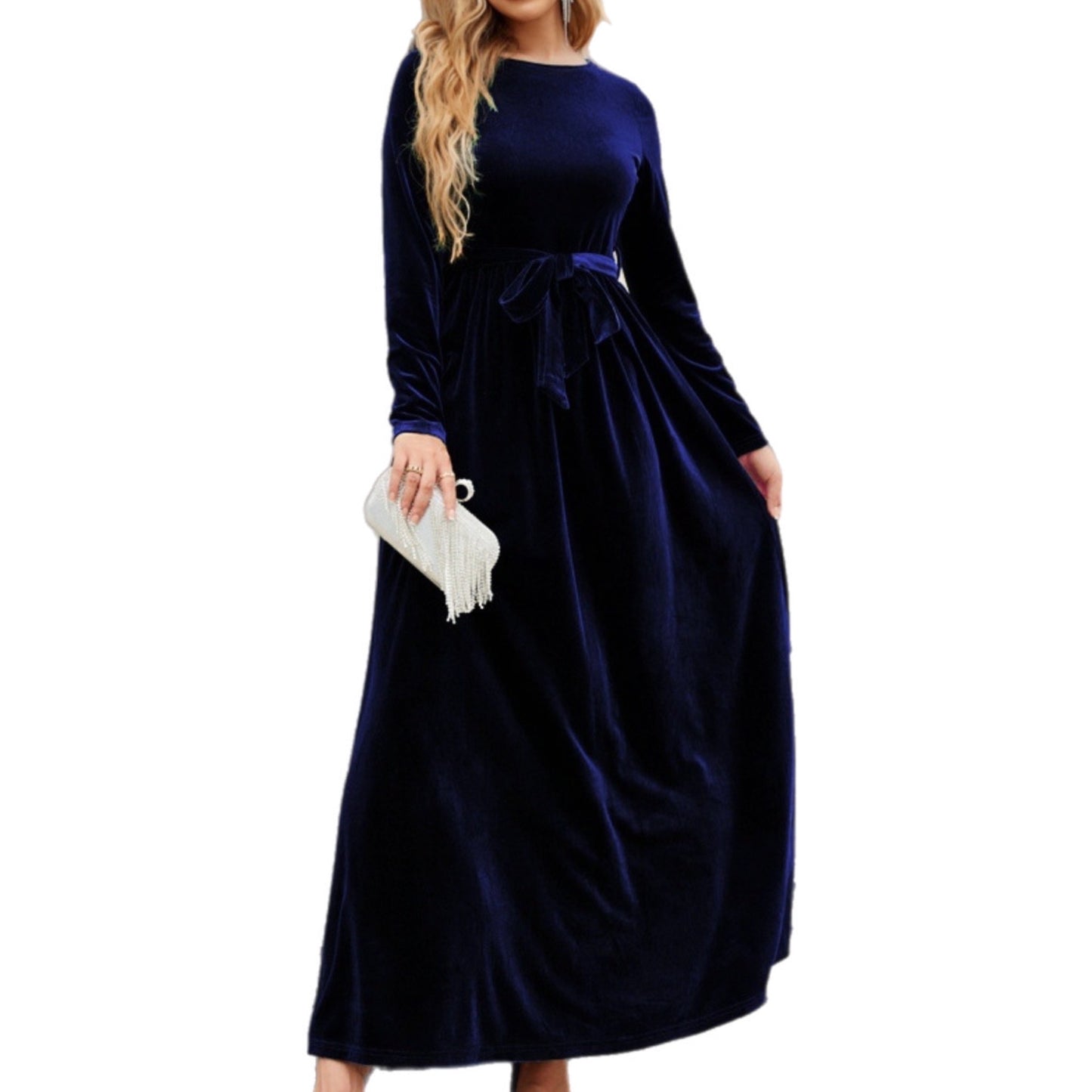 Tie Front Long Sleeve Maxi Dress