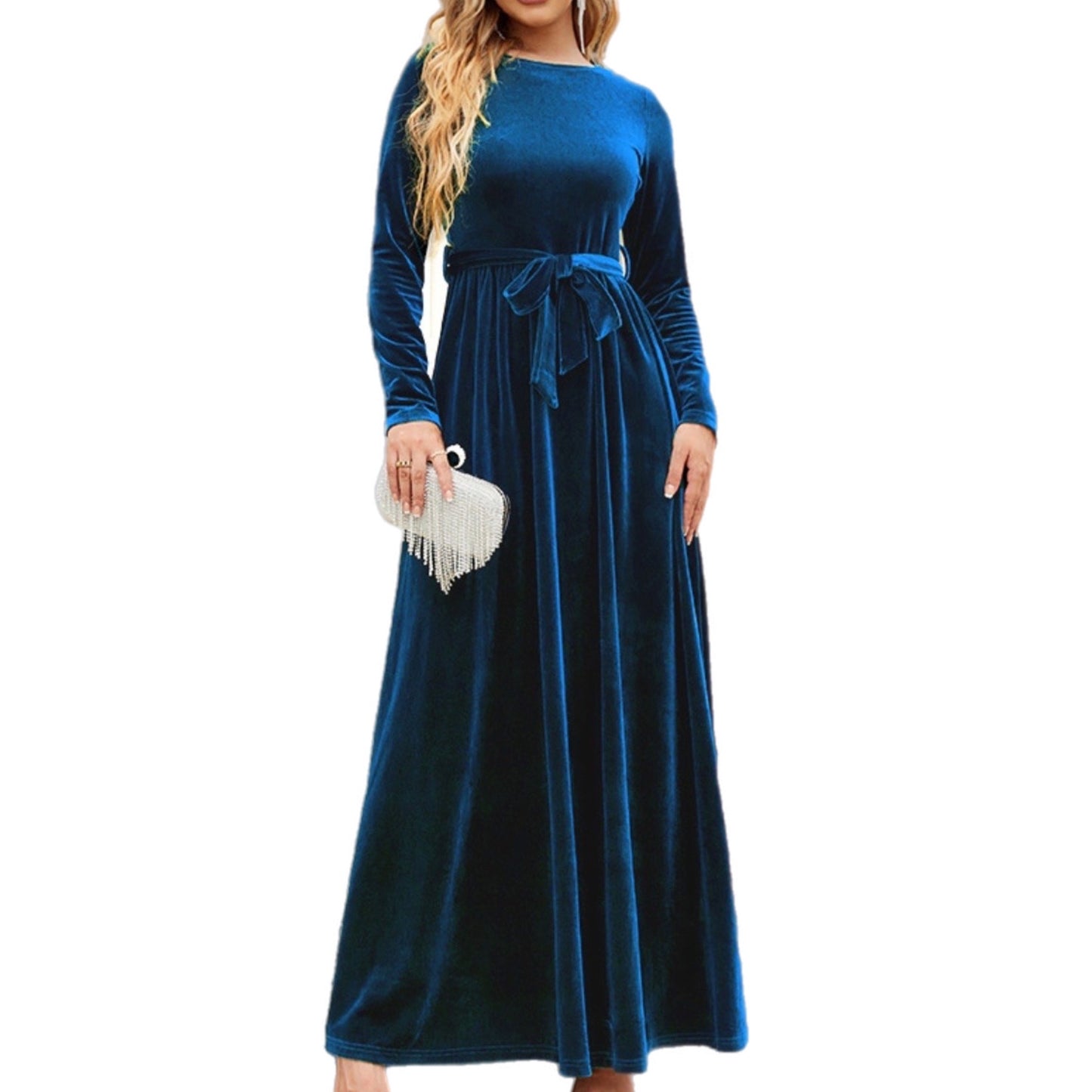 Tie Front Long Sleeve Maxi Dress