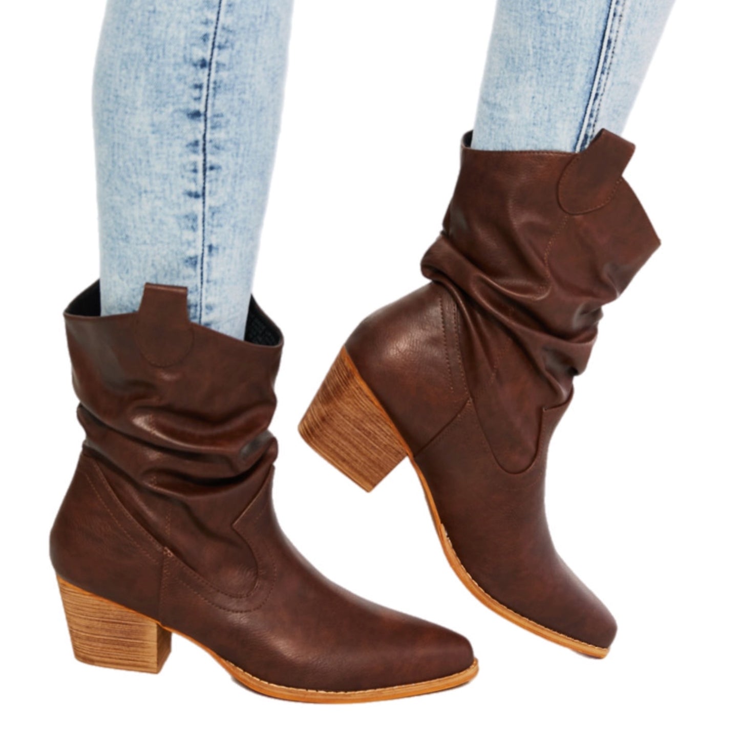 Scrunch Cowboy Boots in Brown