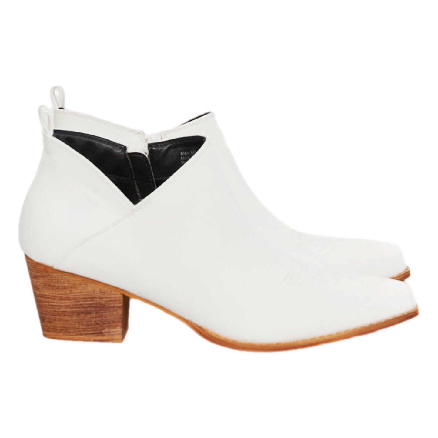 MMShoes Trust Yourself Embroidered Crossover Cowboy Bootie in White