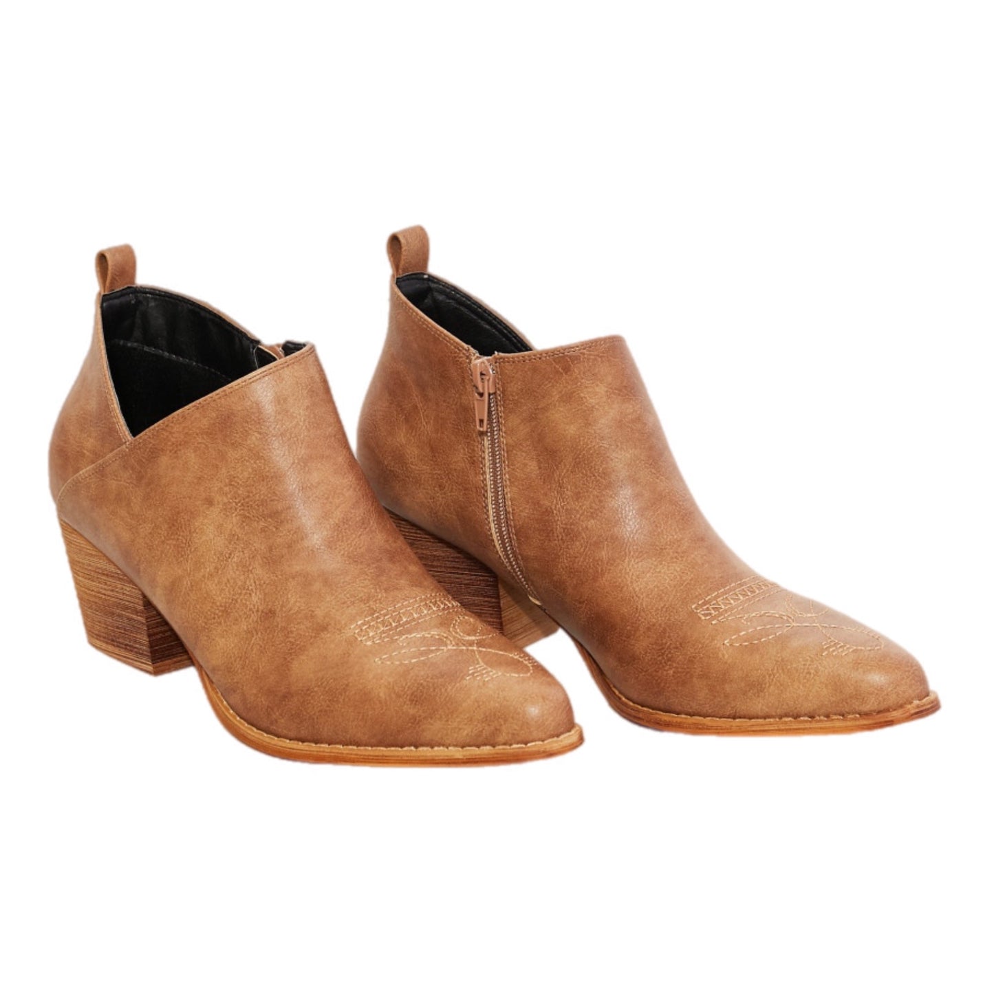 Crossover Cowboy Bootie in Caramel