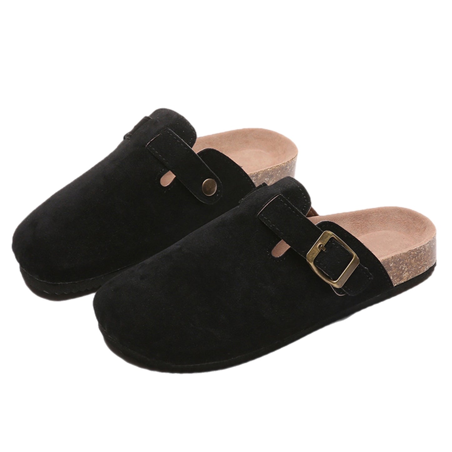 Suede Closed Toe Buckle Slide