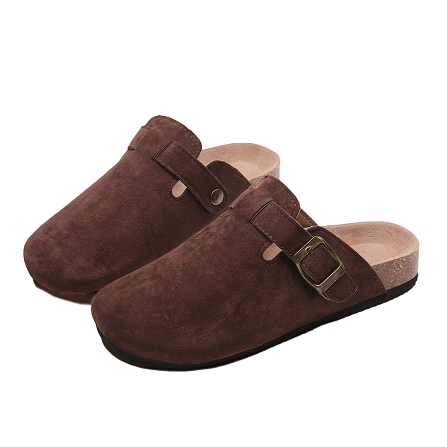 Suede Closed Toe Buckle Slide