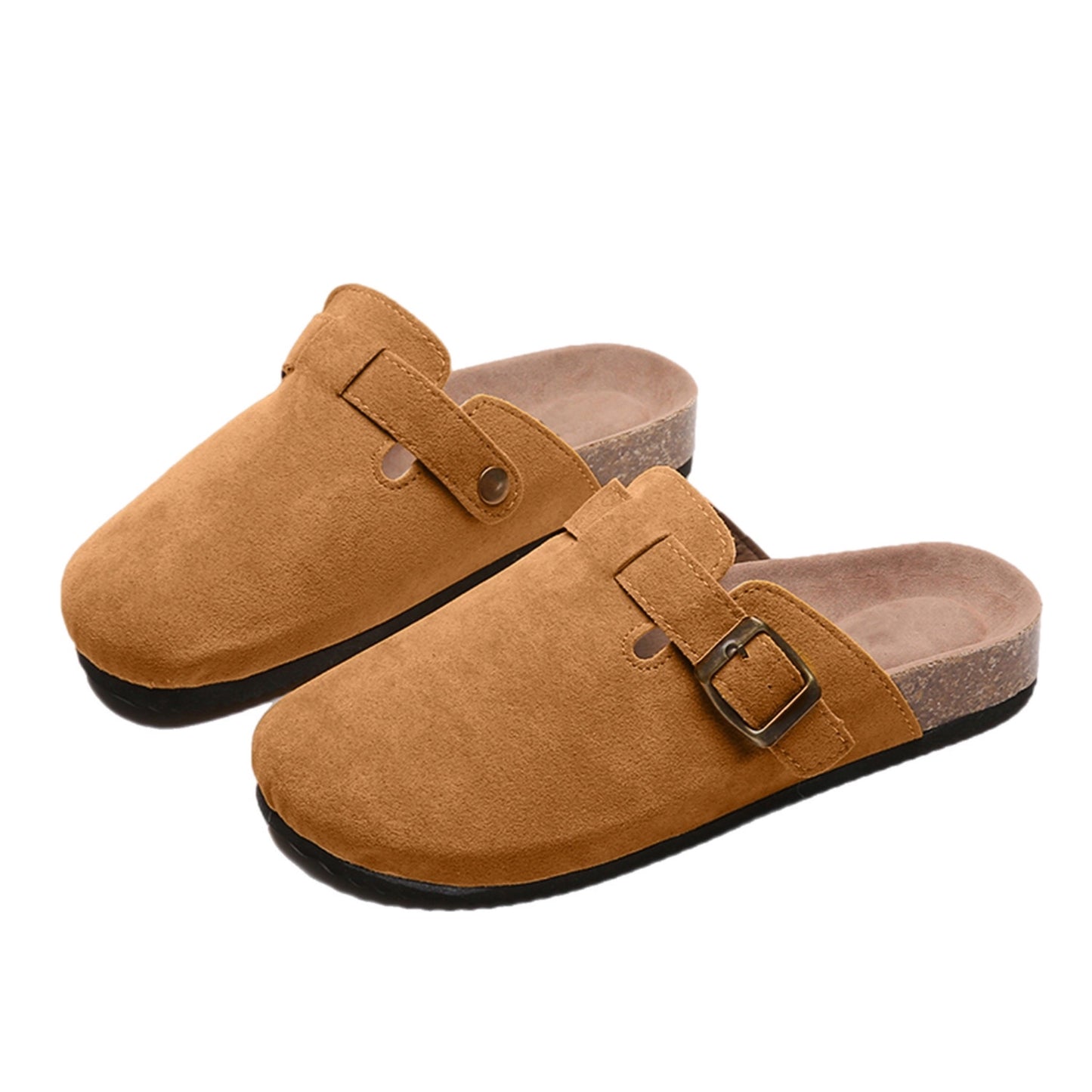 Suede Closed Toe Buckle Slide