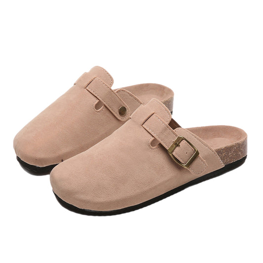 Suede Closed Toe Buckle Slide