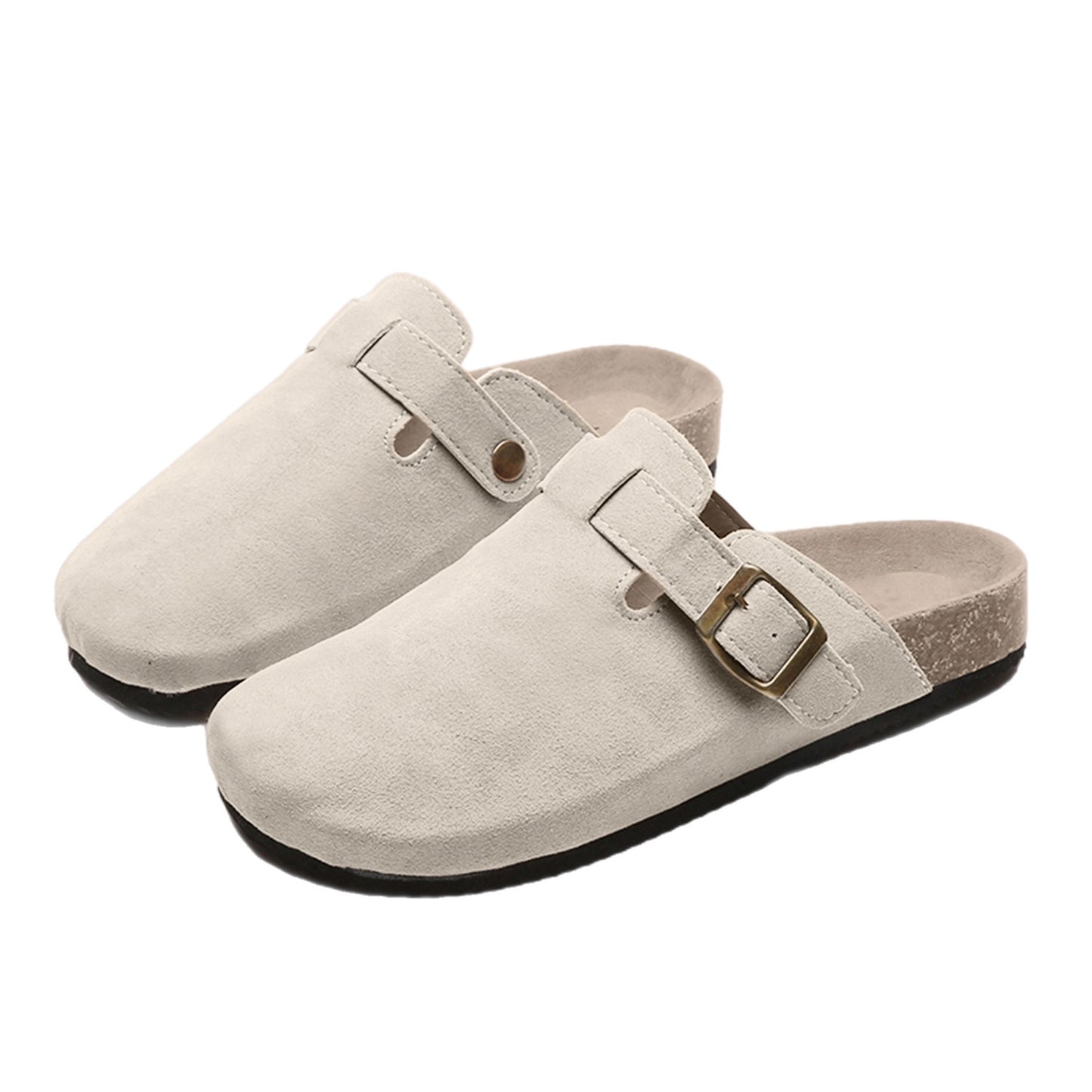 Suede Closed Toe Buckle Slide