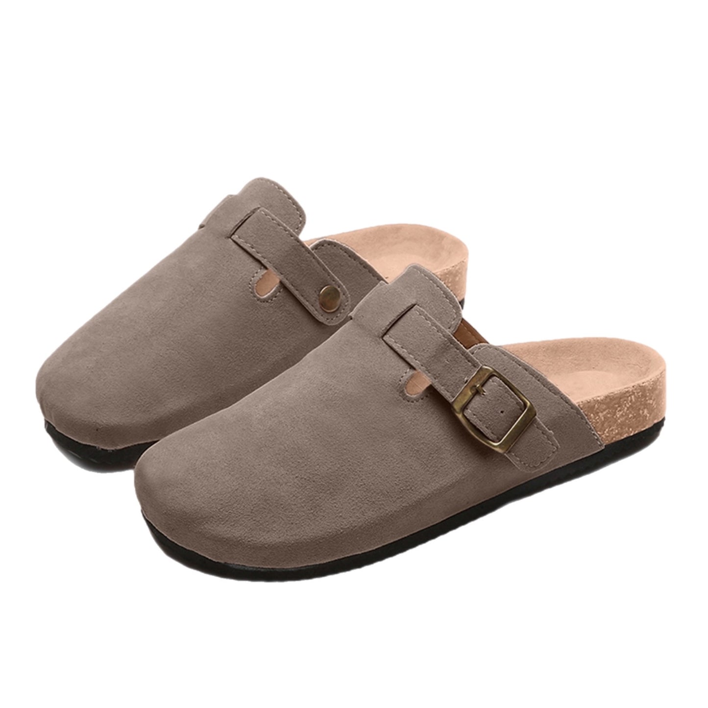 Suede Closed Toe Buckle Slide