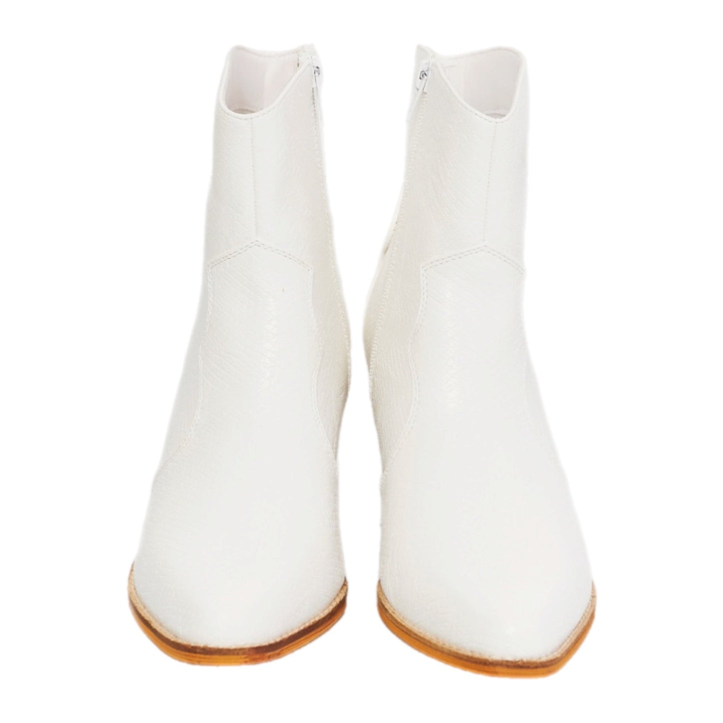 Leather Western Ankle Boots in White