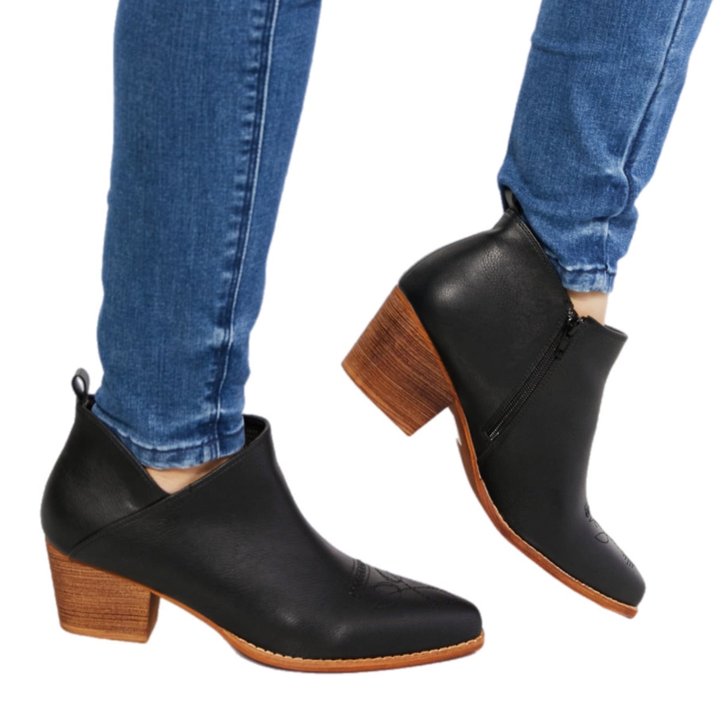 Crossover Cowboy Bootie in Black