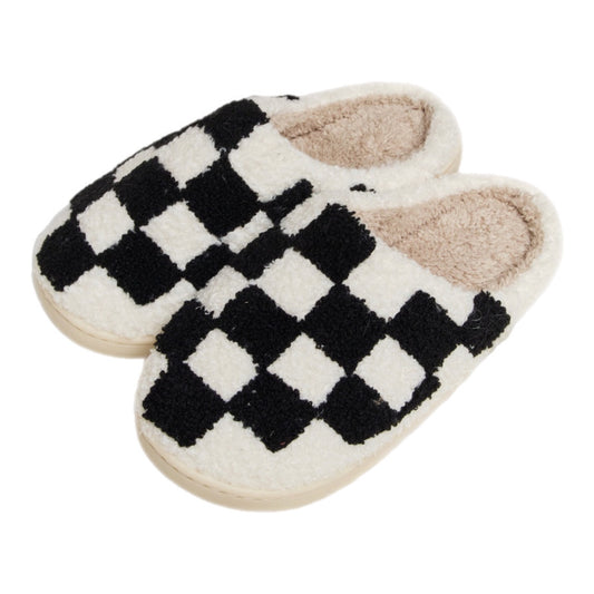 Checkered Plush Slippers