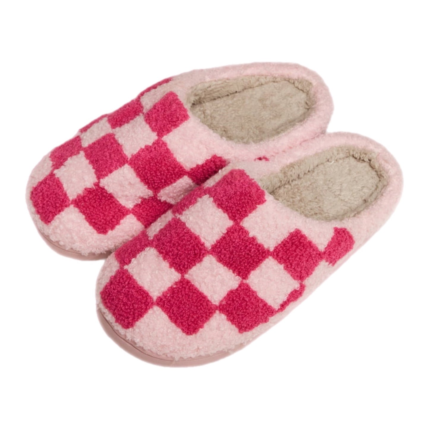 Checkered Plush Slippers