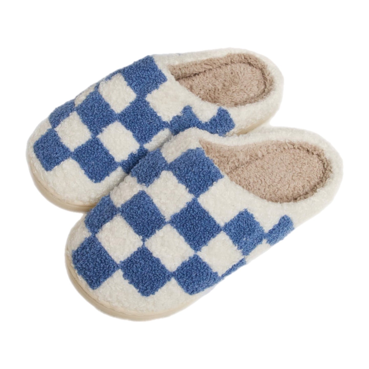 Checkered Plush Slippers