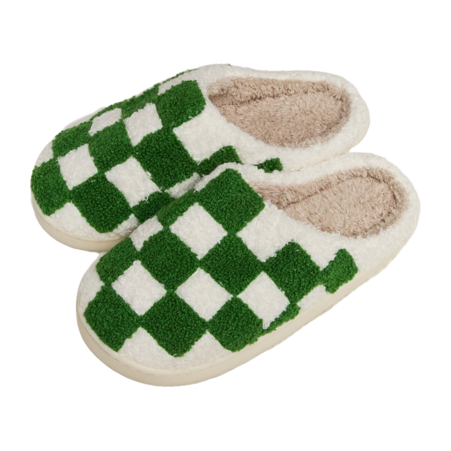 Checkered Plush Slippers