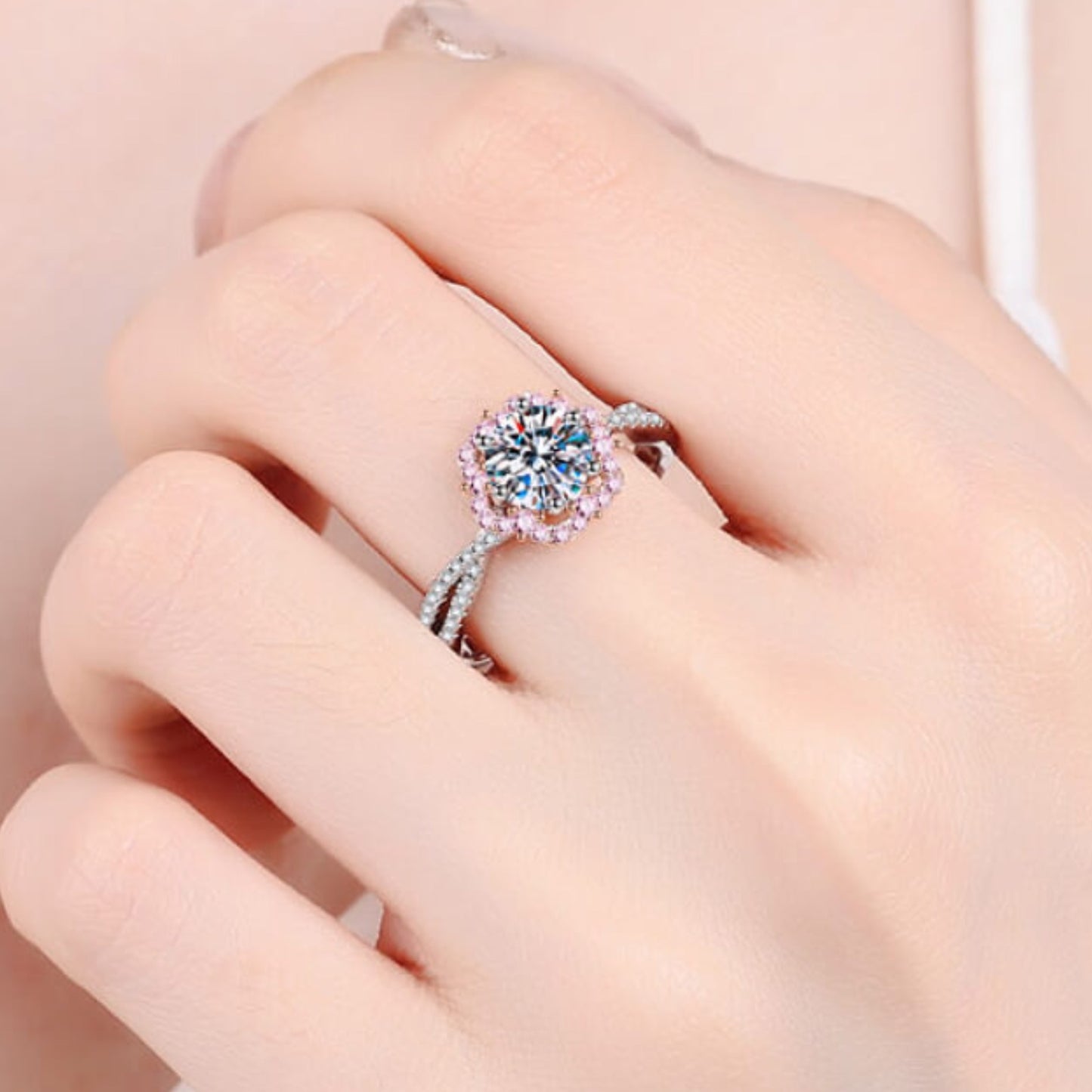 Moissanite Flower Ring