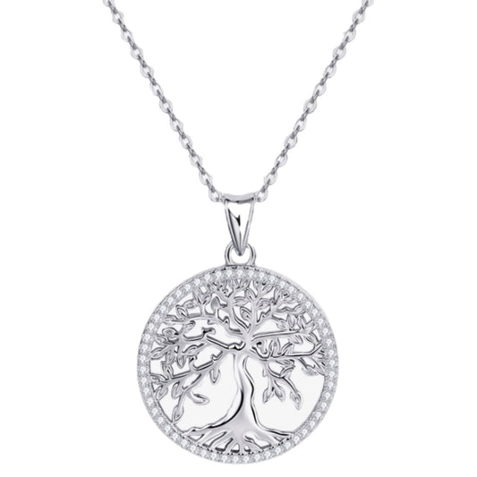 Sterling Silver Moissanite Tree Charm Necklace