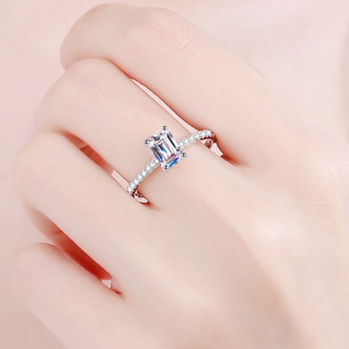 Sterling Silver Ring with Moissanite