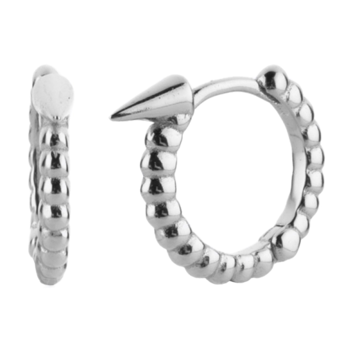 Sterling Silver Ribbed Huggie Earrings