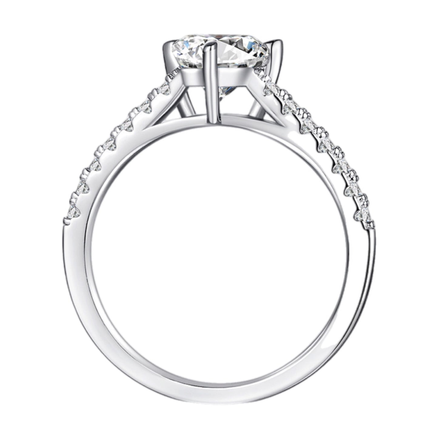 Moissanite Triangle Sterling Silver Ring