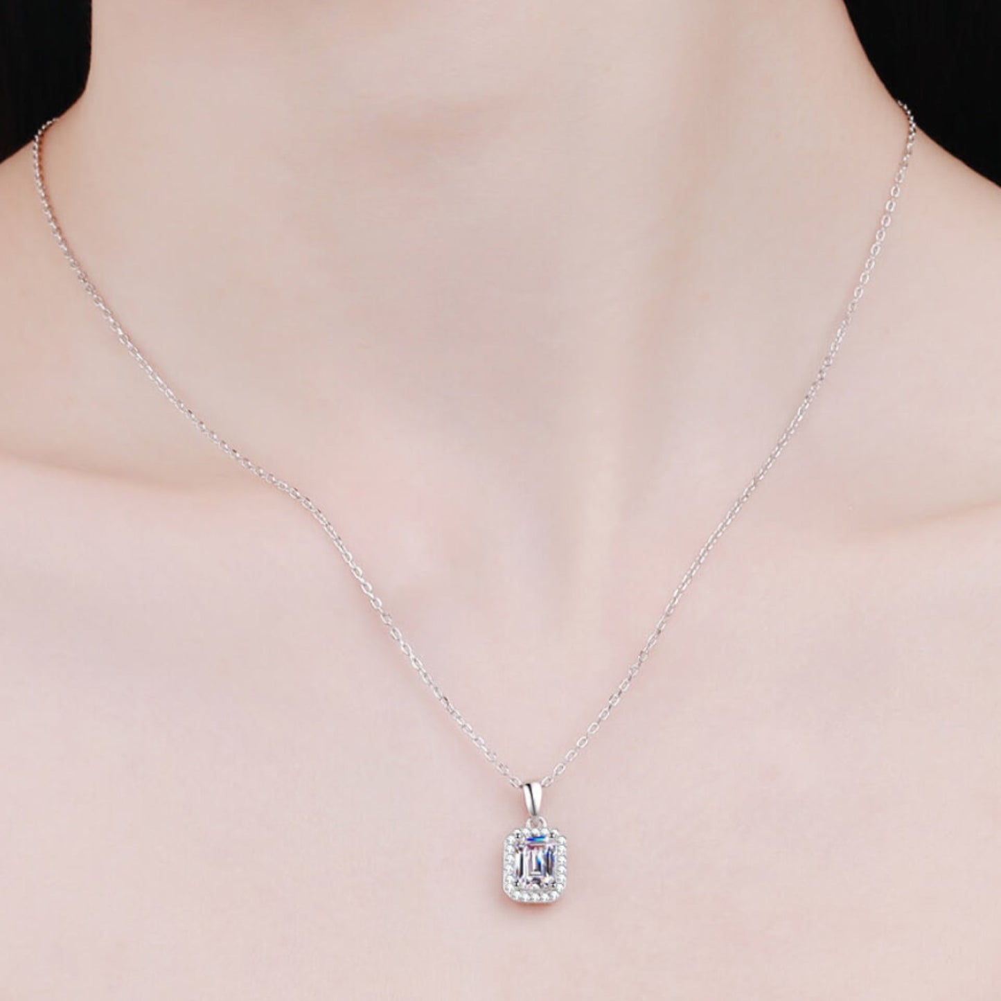 Square Moissanite Necklace