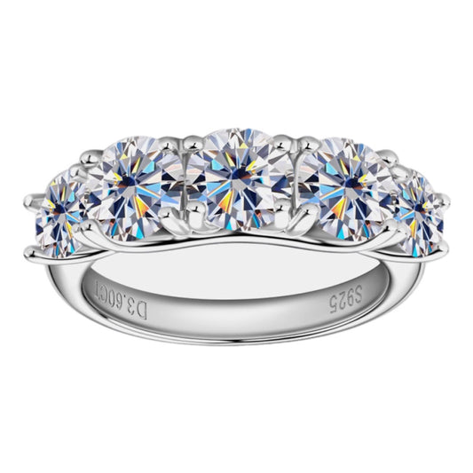 Moissanite Sterling Silver Half-Eternity Ring