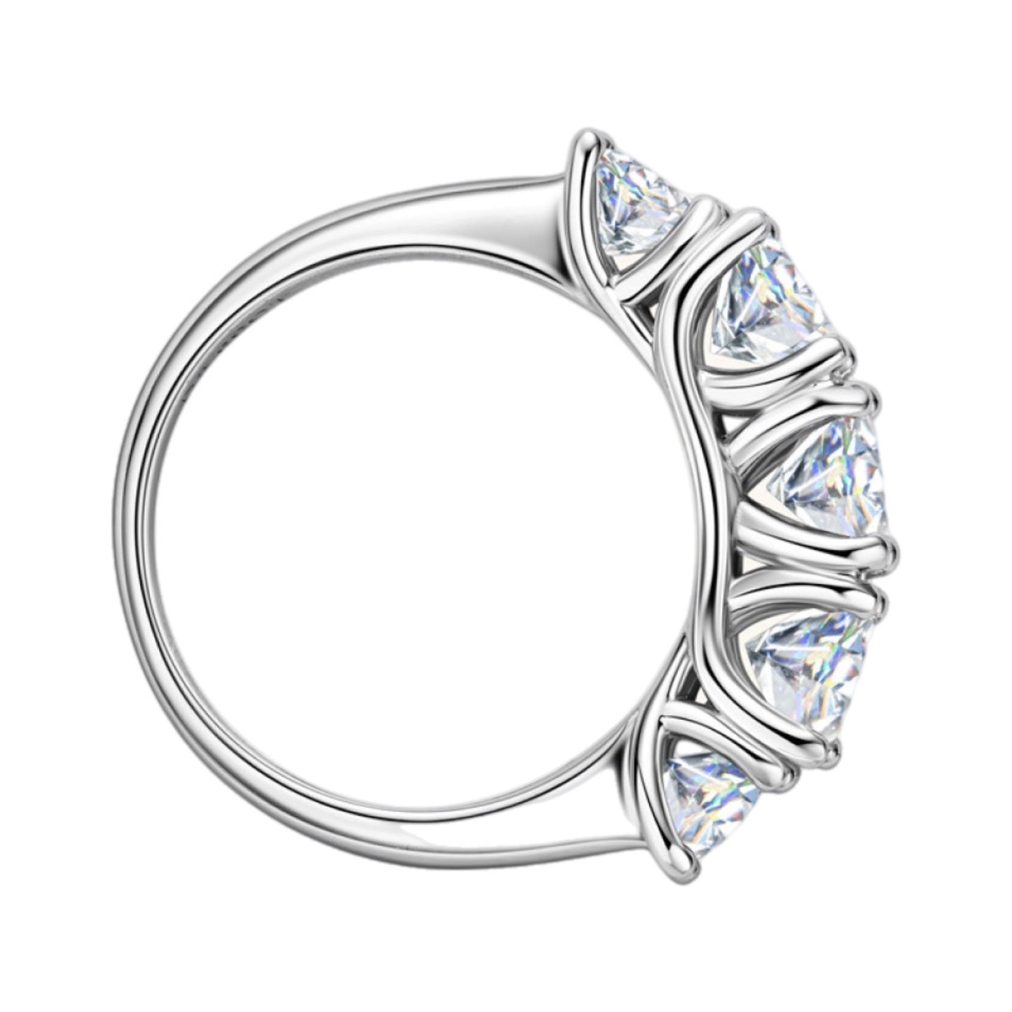 Moissanite Sterling Silver Half-Eternity Ring