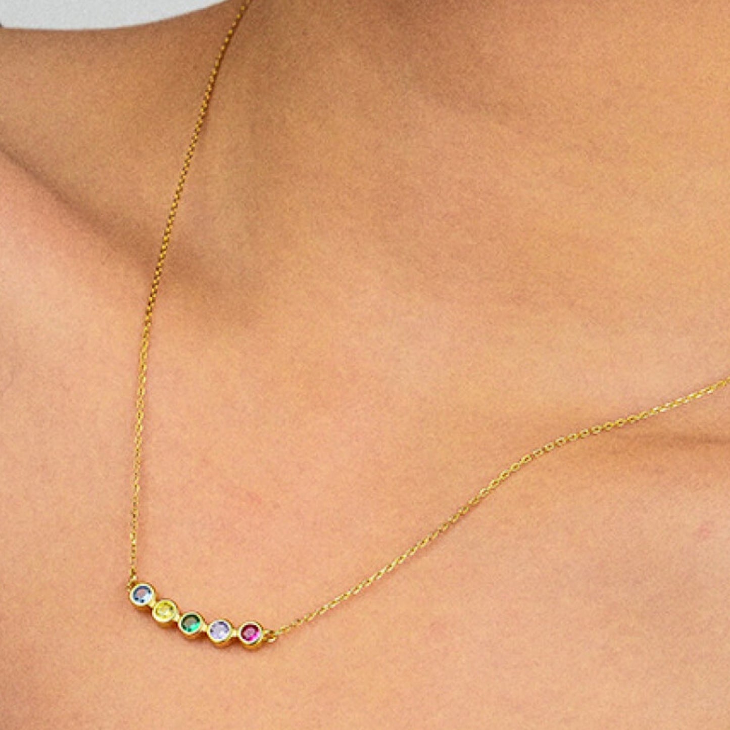 Sterling Silver Rainbow CZ Necklace