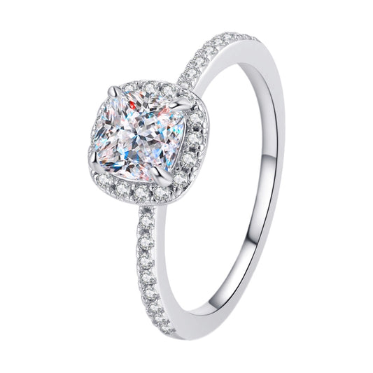 1 Carat Moissanite Sterling Silver Halo Ring