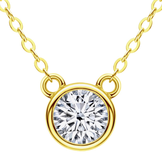 Sterling Silver Moissanite Round Necklace