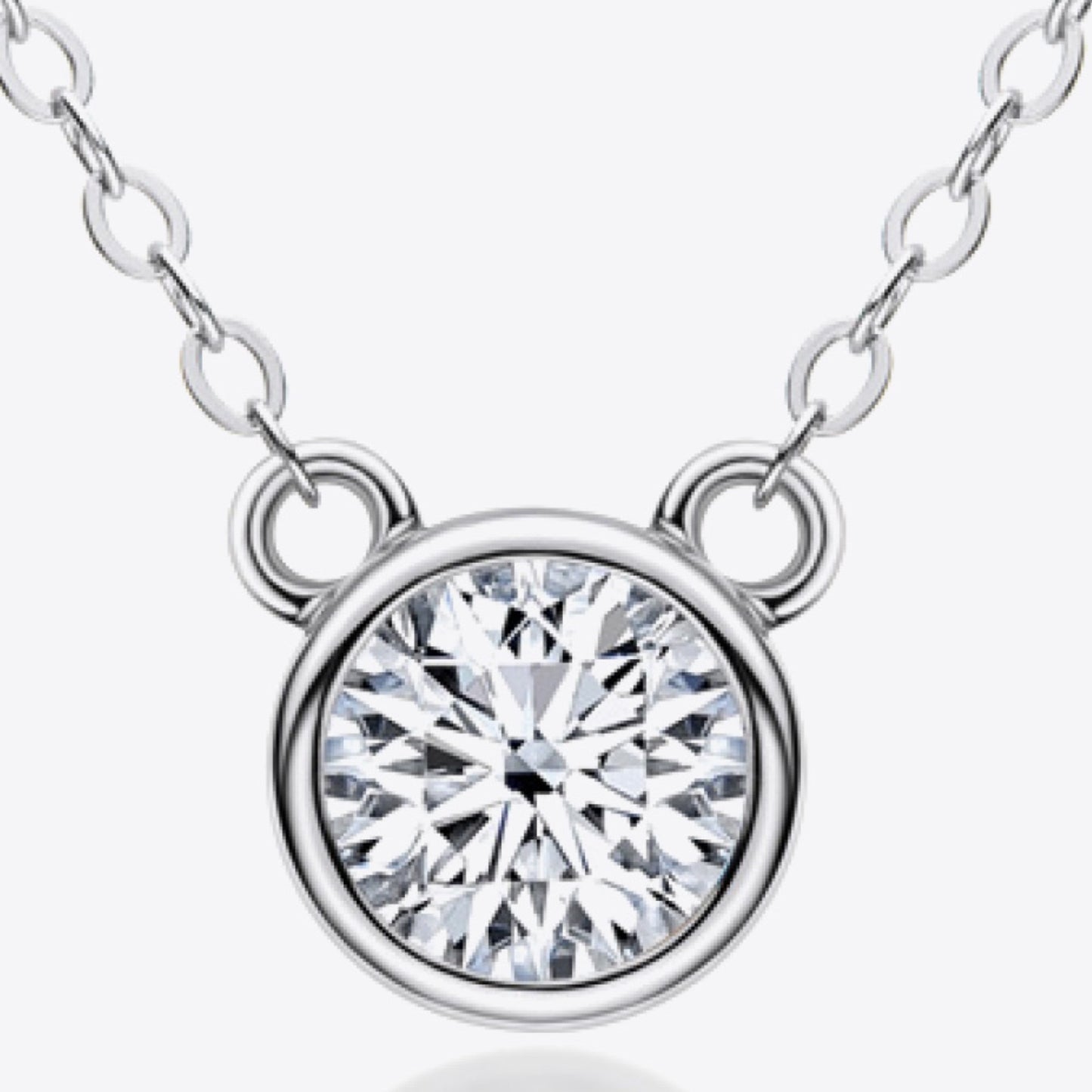 Sterling Silver Moissanite Round Necklace