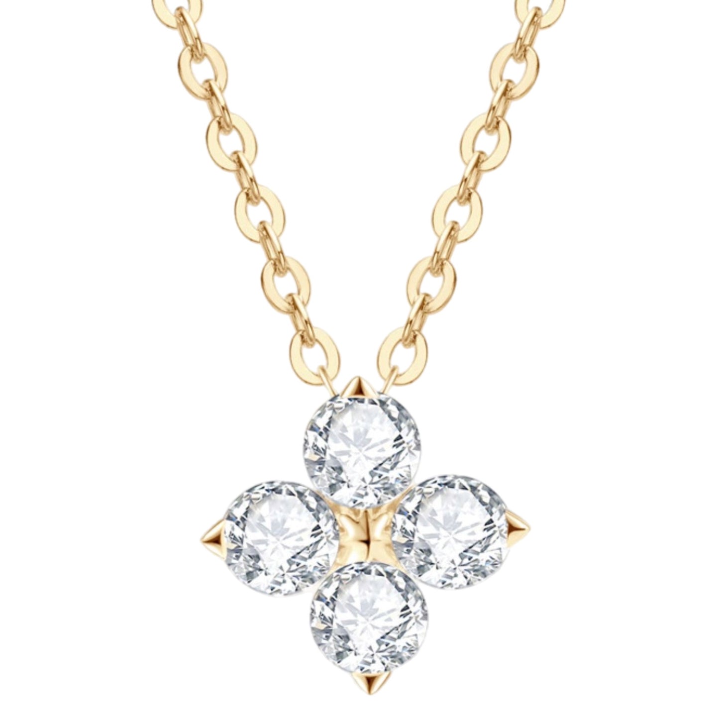 Moissanite Four Leaf Clover Charm Necklace