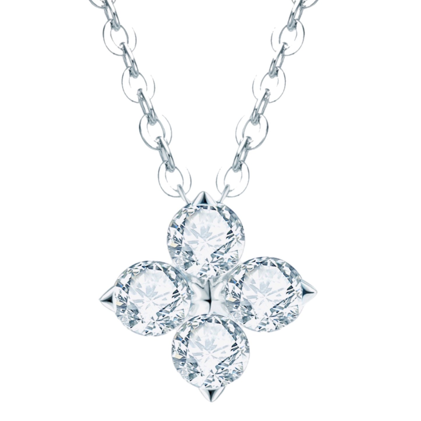 Moissanite Four Leaf Clover Charm Necklace