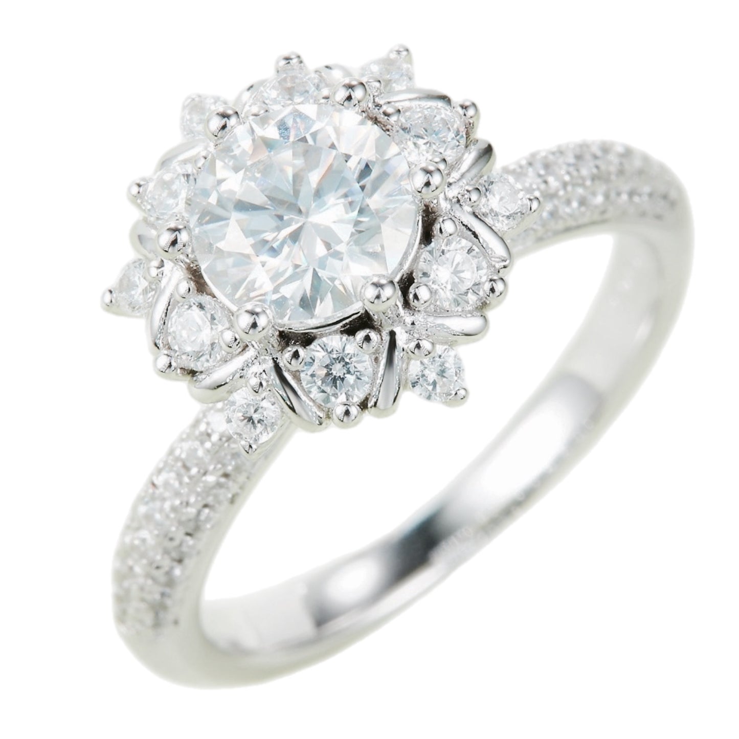 Moissanite Sterling Silver Flower Ring