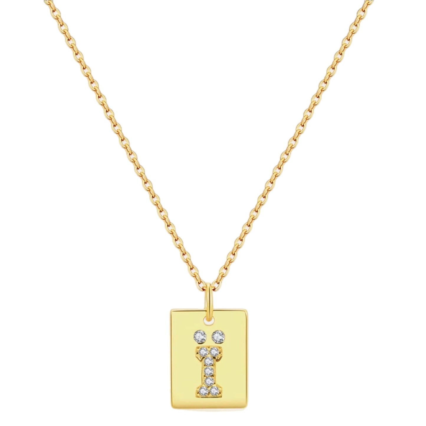 CZ Rectangle Charm Necklace