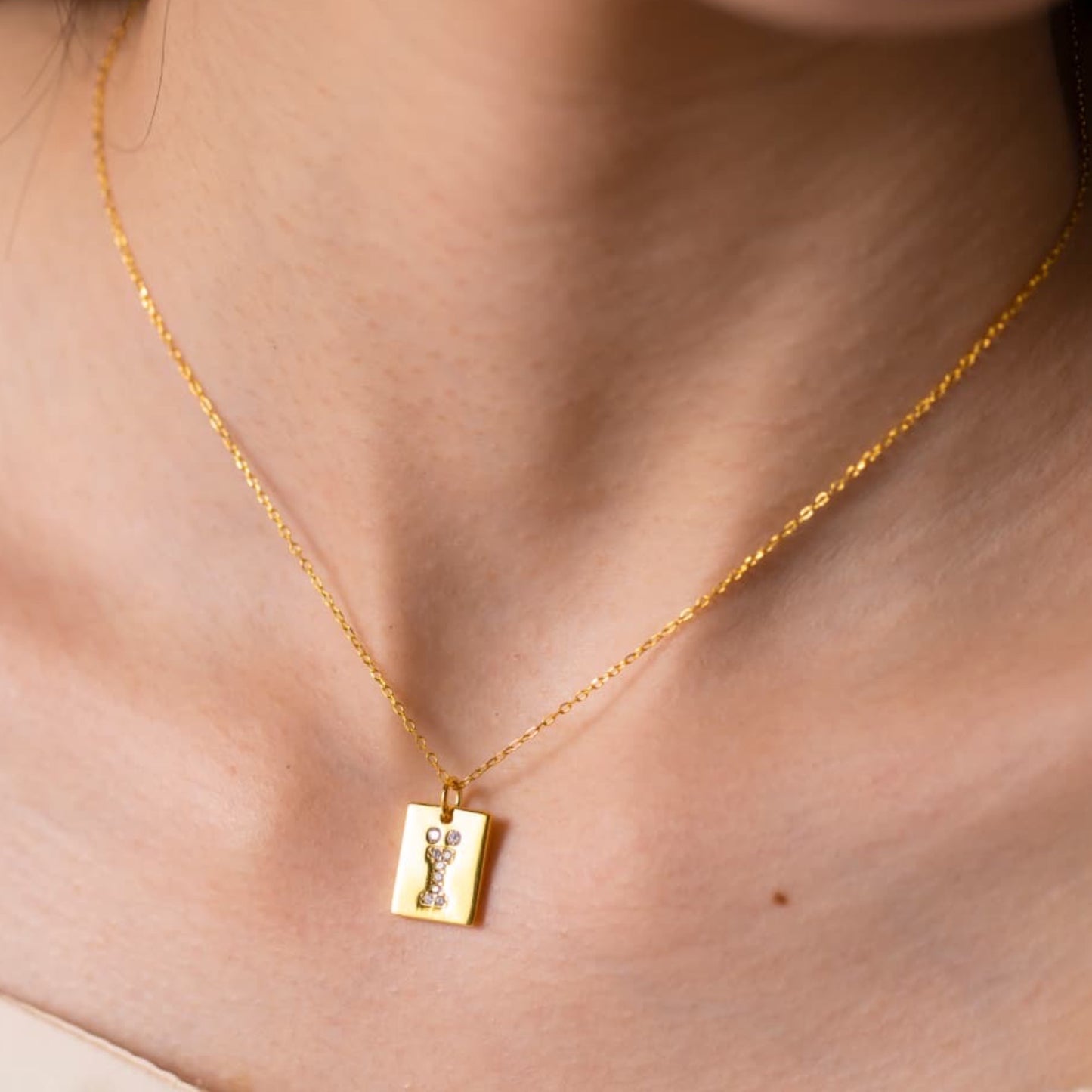 CZ Rectangle Charm Necklace