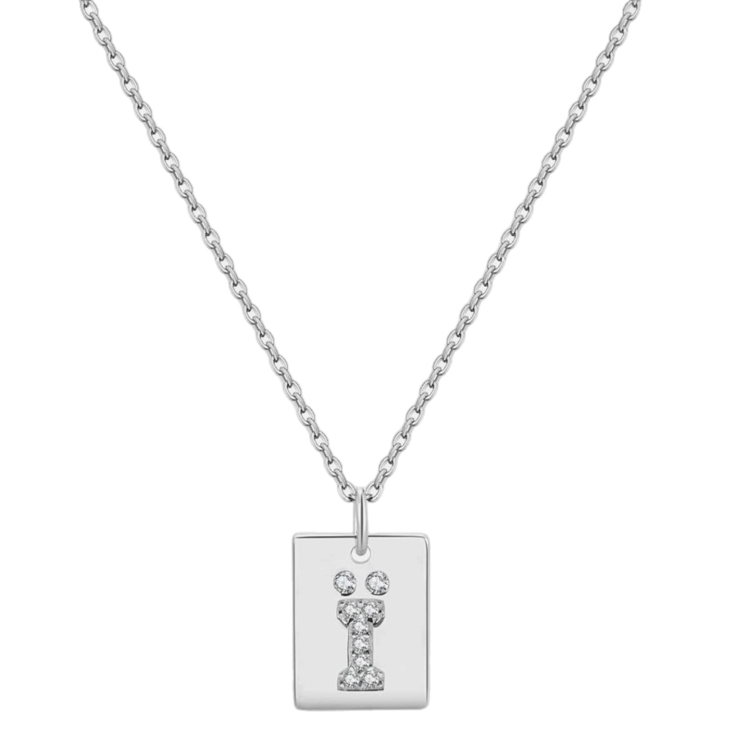 CZ Rectangle Charm Necklace