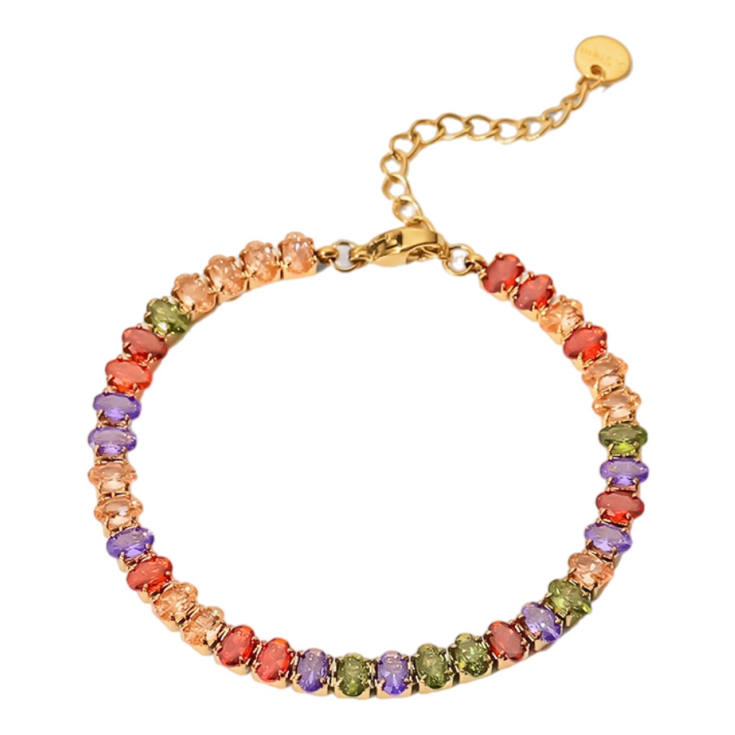 Gold Rainbow CZ Bracelet