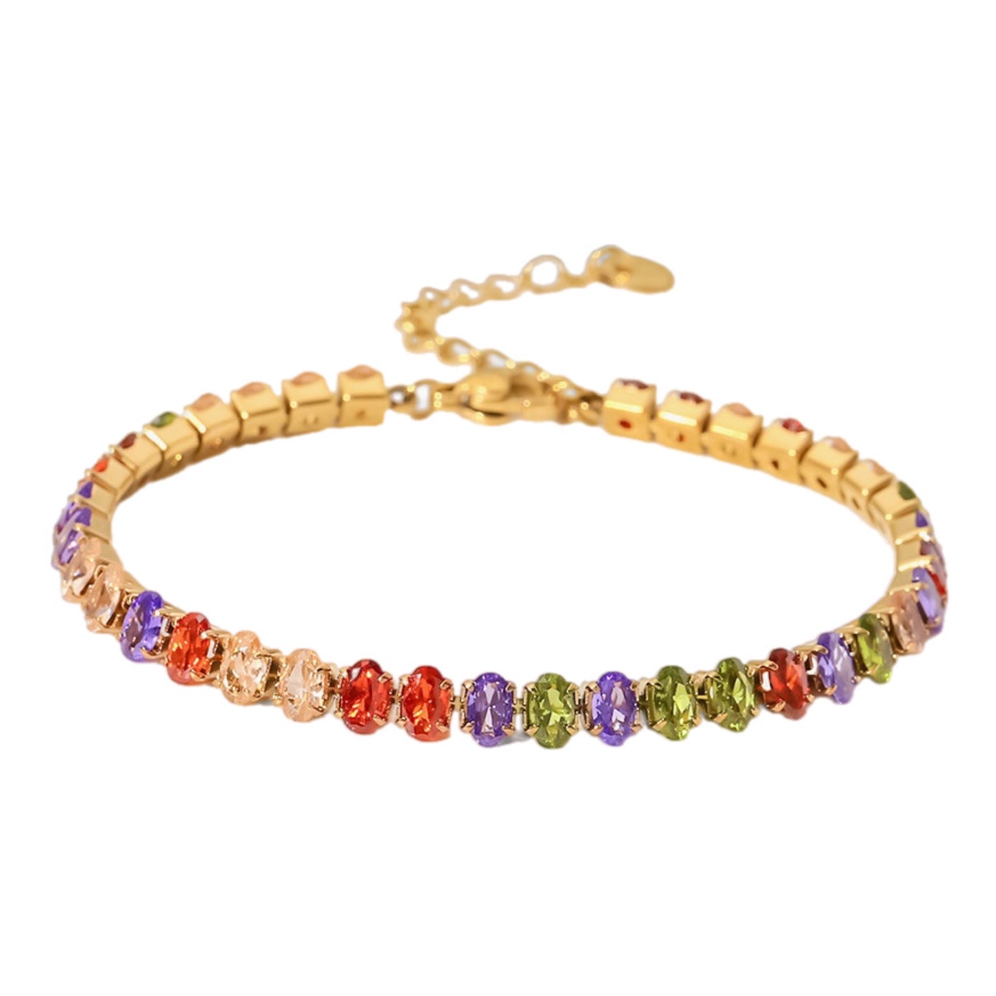 Gold Rainbow CZ Bracelet