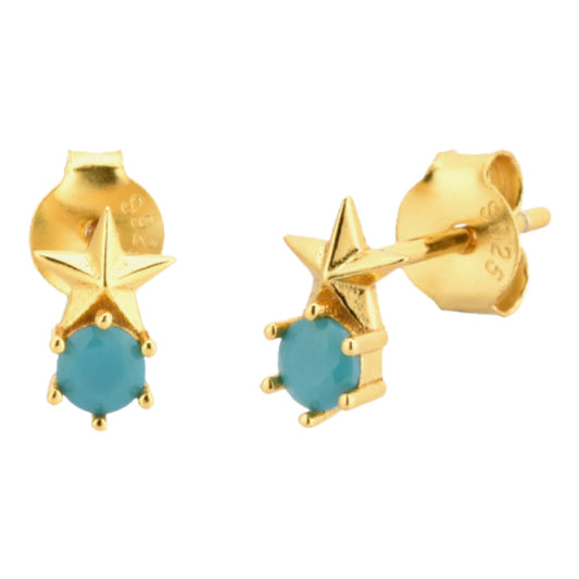 CZ Gold Vermeil Star Stud Earrings