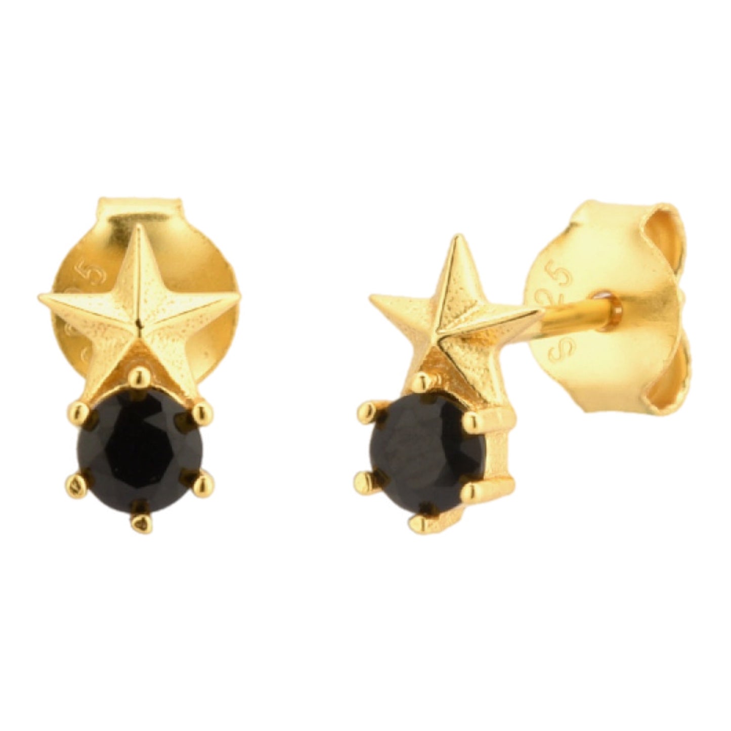 CZ Gold Vermeil Star Stud Earrings