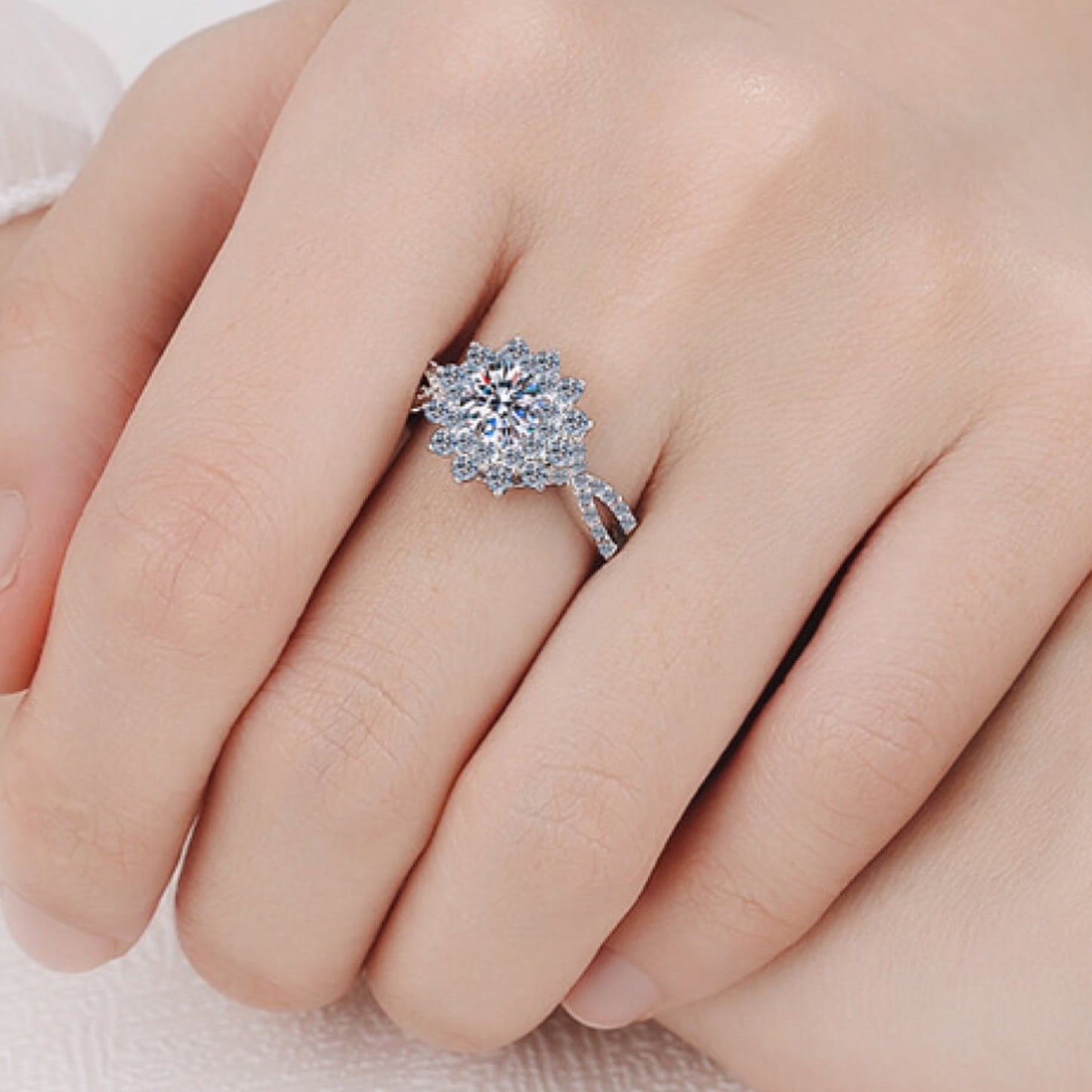 Moissanite Flower Ring