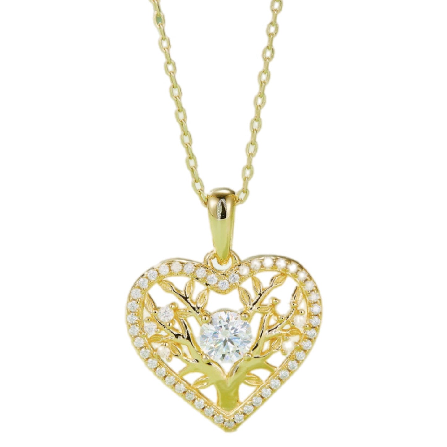 Moissanite Heart Charm Necklace