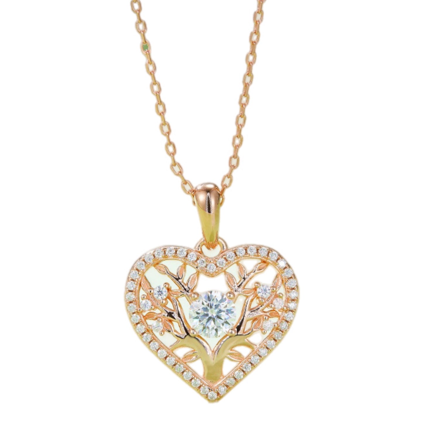 Moissanite Heart Charm Necklace