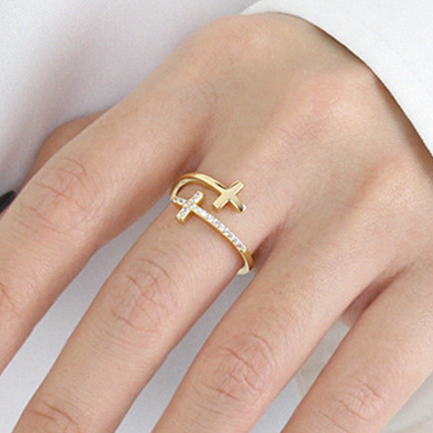 CZ  Double Cross Ring