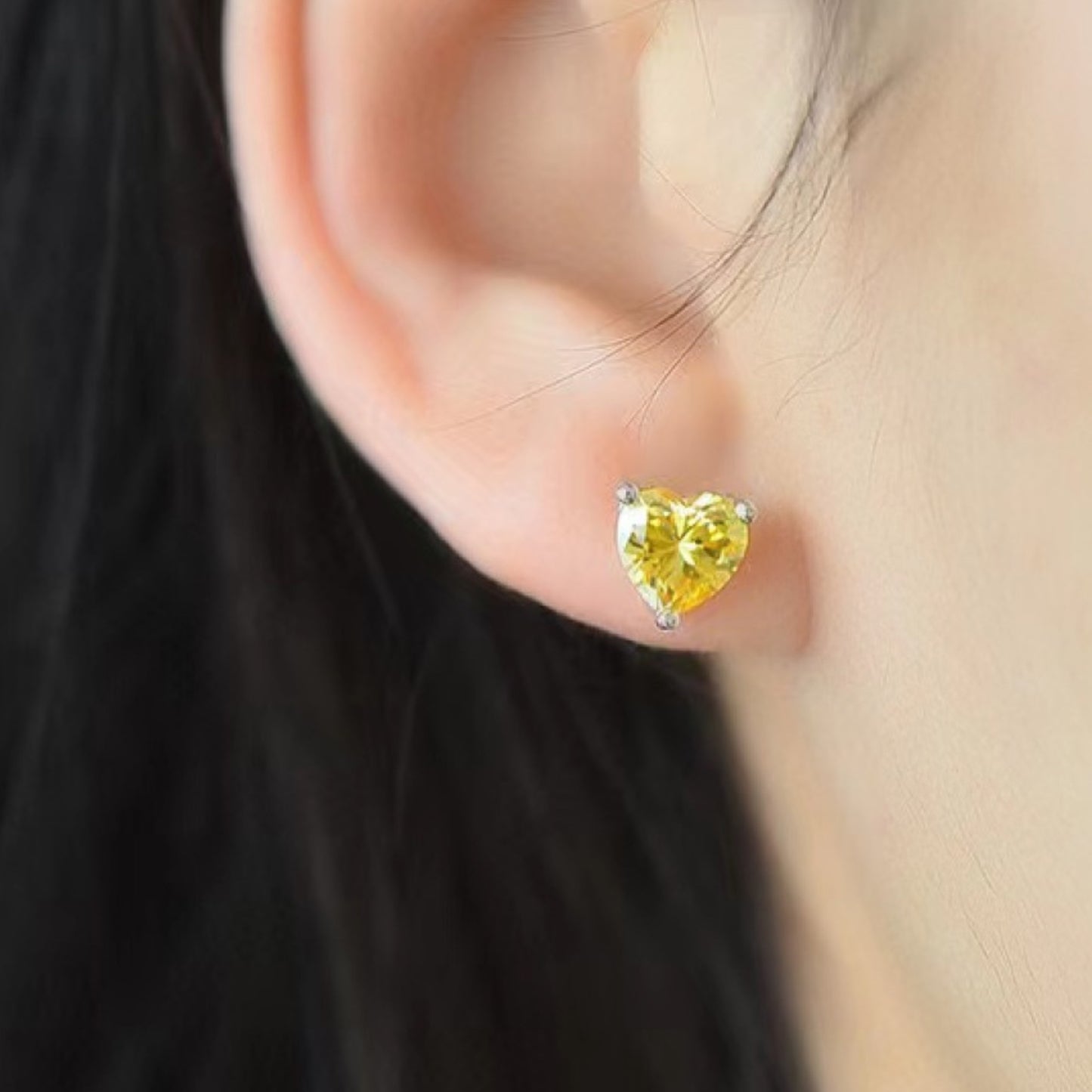 Yellow Heart Moissanite Earrings